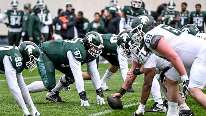 Michigan State's offense and defense play each other during the Spring Showcase on Saturday, April