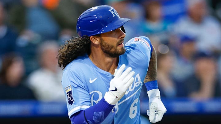 Kansas City Royals infielder Jonathan India Kansas City Royals infielder Jonathan India