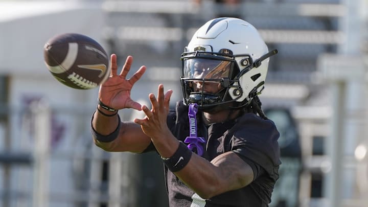 UCF wide receiver Duane Thomas Jr during Spring football practice at FBC Mortgage Stadium in Orlando, Friday, April 11, 2025.