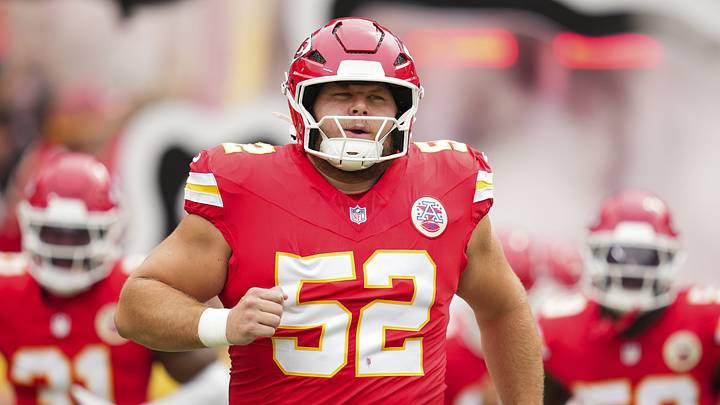 Aug 15, 2026; Kansas City, Missouri, USA; Kansas City Chiefs center Creed Humphrey (52) takes the field prior to a game against the Los Angeles Rams at Arrowhead Stadium. Aug 15, 2026; Kansas City, Missouri, USA; Kansas City Chiefs center Creed Humphrey (52) takes the field prior to a game against the Los Angeles Rams at Arrowhead Stadium.