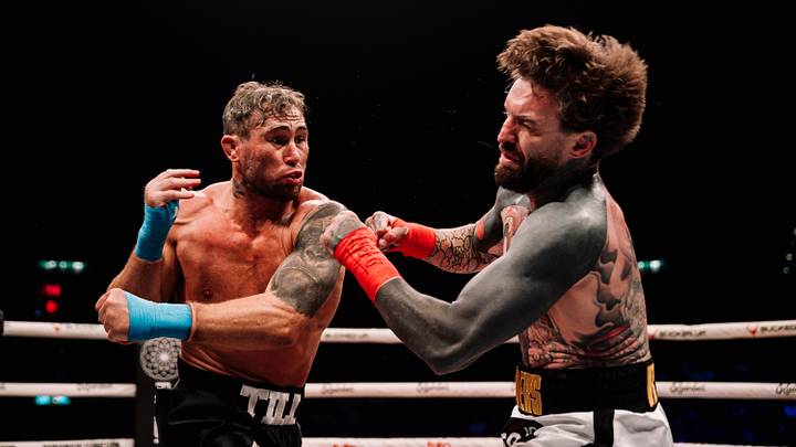 Darren Till (left) landing a punch on Aaron Chalmers (right) in the BKFC 90 co-main event. Darren Till (left) landing a punch on Aaron Chalmers (right) in the BKFC 90 co-main event.