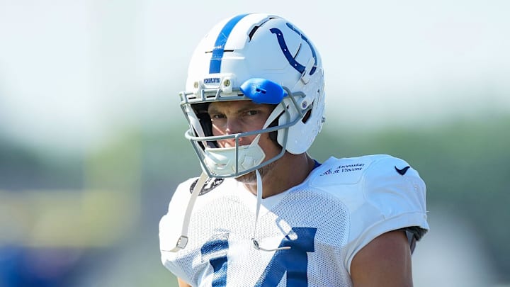 Indianapolis Colts wide receiver Alec Pierce (14) walks up the field Sunday, Aug. 3, 2025, during Indianapolis Colts Training Camp at Grand Park in Westfield. Indianapolis Colts wide receiver Alec Pierce (14) walks up the field Sunday, Aug. 3, 2025, during Indianapolis Colts Training Camp at Grand Park in Westfield.