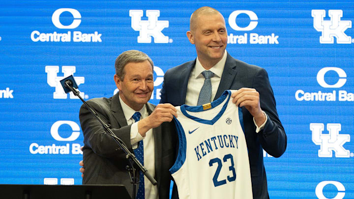 University of Kentucky Athletic Director Mitch Barnhart and new men’s basketball coach Mark Pope