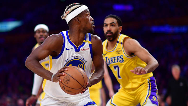 Golden State Warriors forward Jimmy Butler III played through an elbow issue and recorded a key steal in helping his team beat the Los Angeles Lakers for the first time in four tries in 2024-25. 