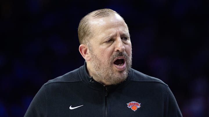 May 2, 2024; Philadelphia, Pennsylvania, USA; New York Knicks head coach Tom Thibodeau.