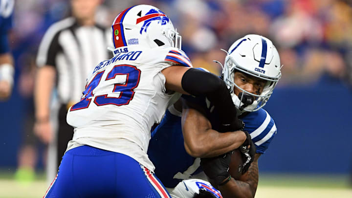 Nov 10, 2024; Indianapolis, Indiana, USA; Buffalo Bills linebacker Terrel Bernard (43).