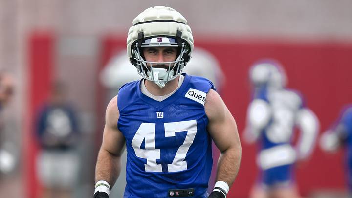 May 9, 2026; East Rutherford, NJ, USA; New York Giants tight end Josiah Deguara (47) participates in a drill during rookie minicamp at Quest Diagnostics Training Center. May 9, 2026; East Rutherford, NJ, USA; New York Giants tight end Josiah Deguara (47) participates in a drill during rookie minicamp at Quest Diagnostics Training Center.