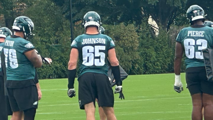 Eagles' Lane Johnson at practice on Sept. 25, 2025.