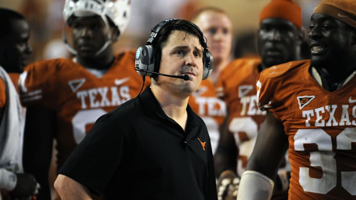 Texas Longhorns defensive coordinator Will Muschamp during a game against the Texas A&M Aggies in the fourth quarter at Darrell K Royal-Texas Memorial Stadium. Texas Longhorns defensive coordinator Will Muschamp during a game against the Texas A&M Aggies in the fourth quarter at Darrell K Royal-Texas Memorial Stadium.