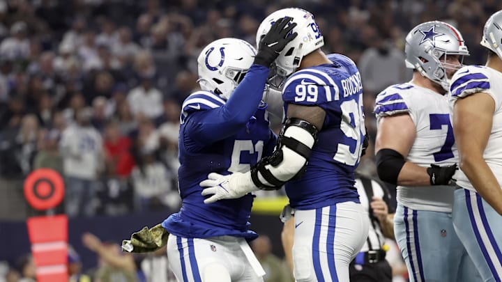 Dec 4, 2022; Arlington, Texas, USA;  Indianapolis Colts defensive tackle DeForest Buckner (99) and