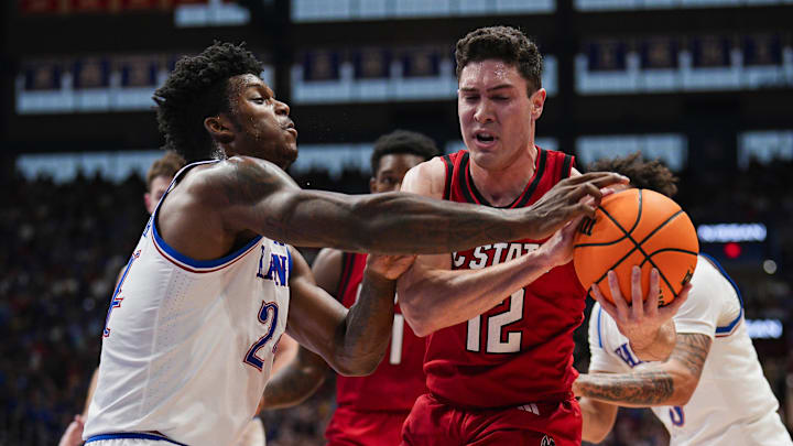 NC State basketball guard Michael O'Connell versus Kansas