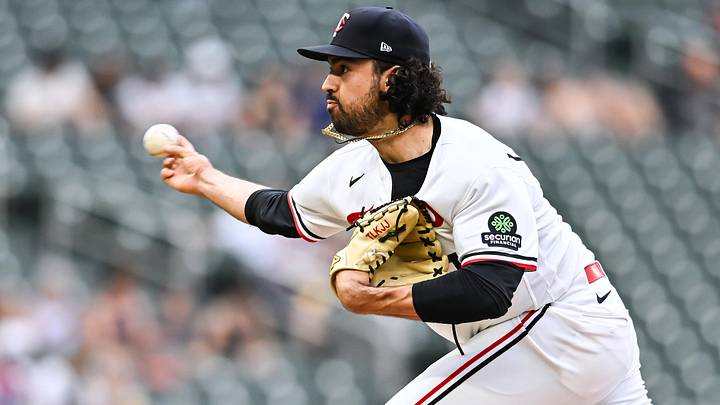 Jun 7, 2026; Minneapolis, Minnesota, USA; Minnesota Twins pitcher Justin Lawrence (31) throws a pitch against the Kansas City Royals during the ninth inning at Target Field. Mandatory Credit: Jeffrey Becker-Imagn Images