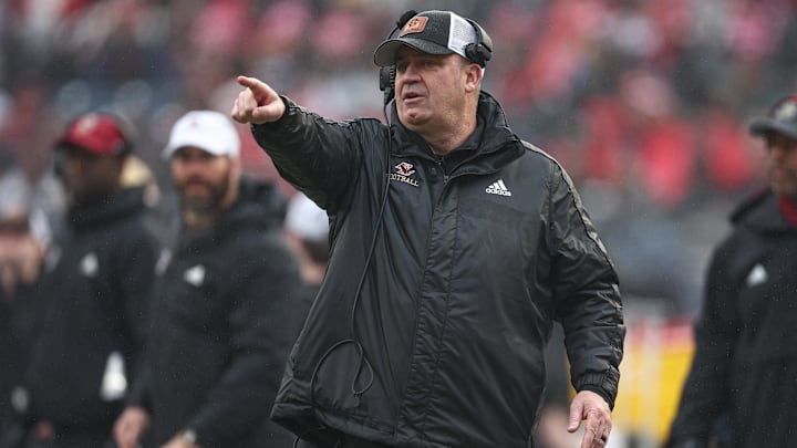 Dec 28, 2024; Bronx, NY, USA; Boston College Eagles head coach Bill O'Brien reacts during the first half against the Nebraska Cornhuskers at Yankee Stadium. Mandatory Credit: Vincent Carchietta-Imagn Images