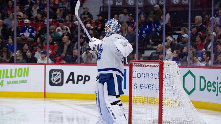 Mar 21, 2026; Ottawa, Ontario, CAN; Toronto Maple Leafs goalie Joseph Woll (60) stretches prior to the start of game against the Ottawa Senators at the Canadian Tire Centre. Mandatory Credit: Marc DesRosiers-IMAGN Images Mar 21, 2026; Ottawa, Ontario, CAN; Toronto Maple Leafs goalie Joseph Woll (60) stretches prior to the start of game against the Ottawa Senators at the Canadian Tire Centre. Mandatory Credit: Marc DesRosiers-IMAGN Images