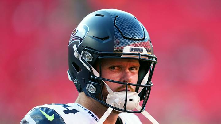 Seattle Seahawks quarterback Sam Darnold takes the field before a game