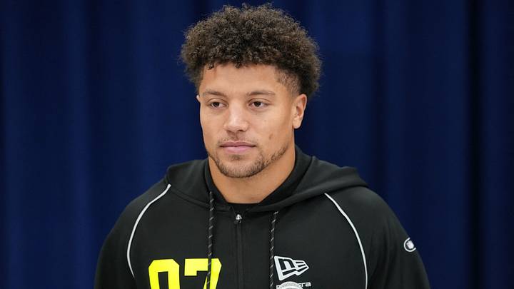 Arizona State linebacker Keyshaun Elliott (LB07) speaks during the NFL Scouting Combine at the Indiana Convention Center. Mandatory Credit: Kirby Lee-Imagn Images Arizona State linebacker Keyshaun Elliott (LB07) speaks during the NFL Scouting Combine at the Indiana Convention Center. Mandatory Credit: Kirby Lee-Imagn Images