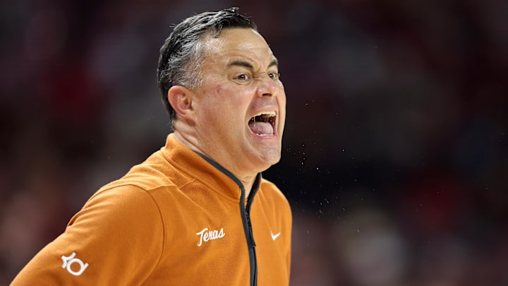 Texas Longhorns head coach Sean Miller during the first half against the Arkansas Razorbacks.