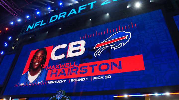 Apr 24, 2025; Green Bay, WI, USA; Kentucky Wildcats cornerback Maxwell Hairston is selected as the No. 30 pick by the Buffalo Bills during the NFL Draft at Lambeau Field.