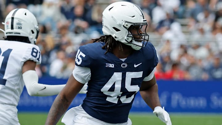 Penn State football defensive tackle Enai White at the Penn State Blue-White Spring Game