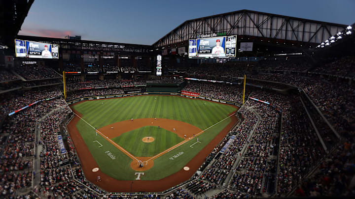 May 17, 2024; Arlington, Texas, USA; A general view of the ballpark in the fifth inning of the game between the Los Angeles Angels and the Texas Rangers at Globe Life Field.