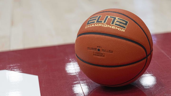 Feb 26, 2025; Stanford, California, USA;  General view of the basketball during the first half between the Stanford Cardinal and the Boston College Eagles at Maples Pavilion. Mandatory Credit: Stan Szeto-Imagn Images