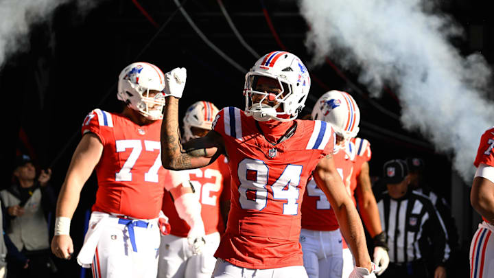 Dec 1, 2024; Foxborough, Massachusetts, USA; New England Patriots wide receiver Kendrick Bourne (84) walks out of the player's tunnel before a game against the Indianapolis Colts at Gillette Stadium. Mandatory Credit: Eric Canha-Imagn Images Dec 1, 2024; Foxborough, Massachusetts, USA; New England Patriots wide receiver Kendrick Bourne (84) walks out of the player's tunnel before a game against the Indianapolis Colts at Gillette Stadium. Mandatory Credit: Eric Canha-Imagn Images