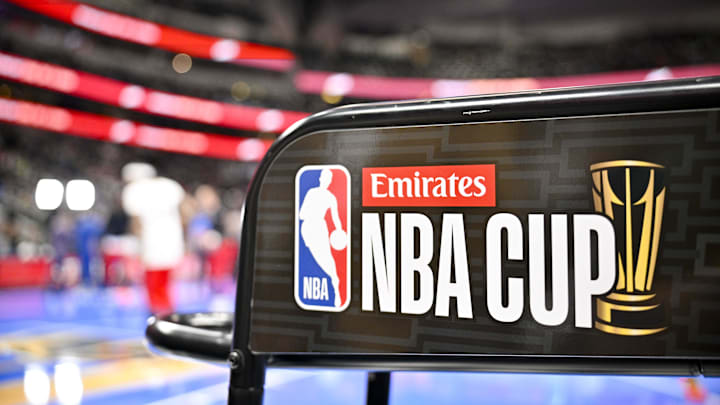 A view of the Emirates NBA Cup logo