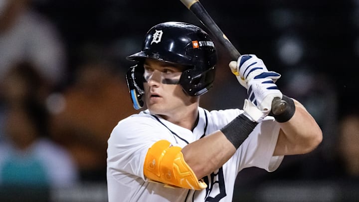 Nov 9, 2025; Mesa, AZ, USA; Detroit Tigers shortstop Kevin McGonigle during the Arizona Fall League Fall Stars Game at Sloan Park. 