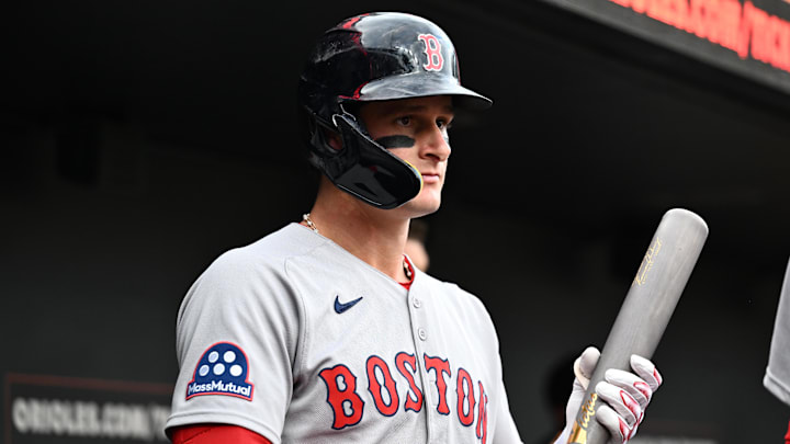Aug 26, 2025; Baltimore, Maryland, USA; Boston Red Sox outfielder Roman Anthony (19) stands in the dugout before the game between the Baltimore Orioles and the Boston Red Sox at Oriole Park at Camden Yards. Mandatory Credit: James A. Pittman-Imagn Images Aug 26, 2025; Baltimore, Maryland, USA; Boston Red Sox outfielder Roman Anthony (19) stands in the dugout before the game between the Baltimore Orioles and the Boston Red Sox at Oriole Park at Camden Yards. Mandatory Credit: James A. Pittman-Imagn Images