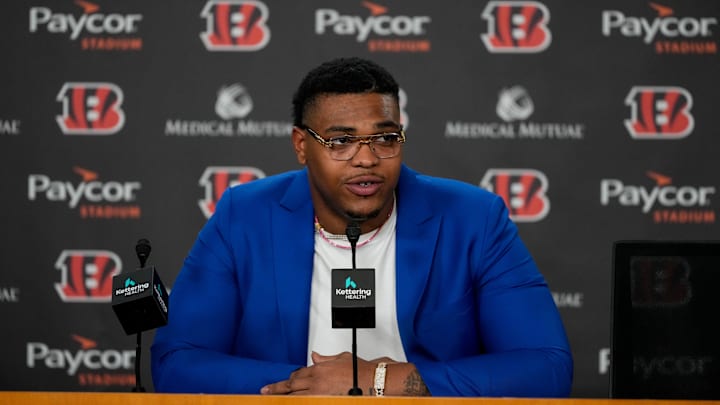Newly signed Cincinnati Bengals offensive tackle Orlando Brown Jr. gives his first press conference