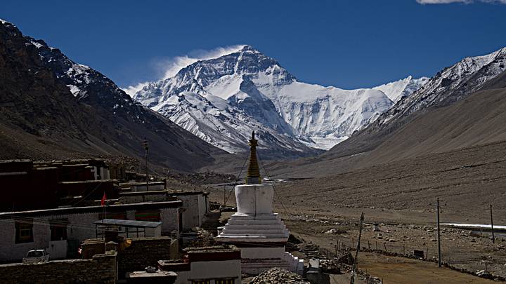View of Mount Everest from Rongbuk Monastery View of Mount Everest from Rongbuk Monastery