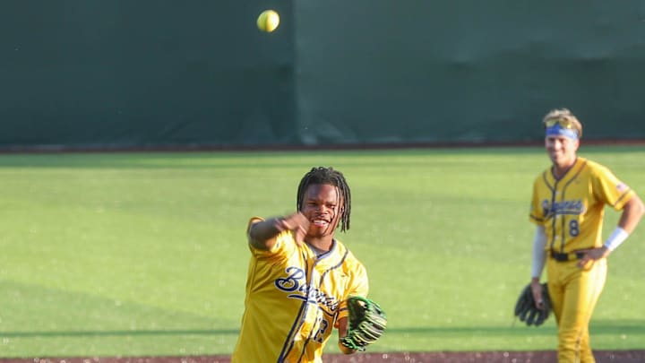 Heisman trophy winner Travis Hunter throws out the first pitch during the Savannah Bananas game on Friday, April 11, 2025 at Historic Grayson Stadium. Heisman trophy winner Travis Hunter throws out the first pitch during the Savannah Bananas game on Friday, April 11, 2025 at Historic Grayson Stadium.