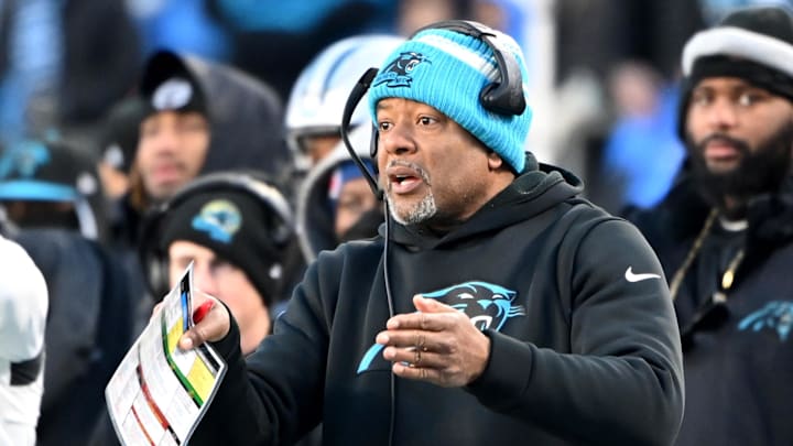 Dec 24, 2022; Charlotte, North Carolina, USA; Carolina Panthers head coach Steve Wilks in the fourth quarter at Bank of America Stadium. Mandatory Credit: Bob Donnan-Imagn Images