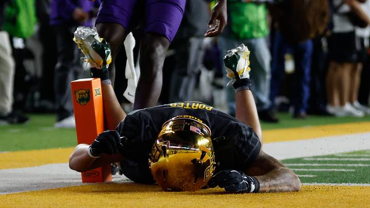 Oct 17, 2026; Waco, Texas, USA; Baylor Bears wide receiver Jadon Porter (3) reacts after a play against the TCU Horned Frogs during the second half at McLane Stadium. Mandatory Credit: Chris Jones Oct 17, 2026; Waco, Texas, USA; Baylor Bears wide receiver Jadon Porter (3) reacts after a play against the TCU Horned Frogs during the second half at McLane Stadium. Mandatory Credit: Chris Jones