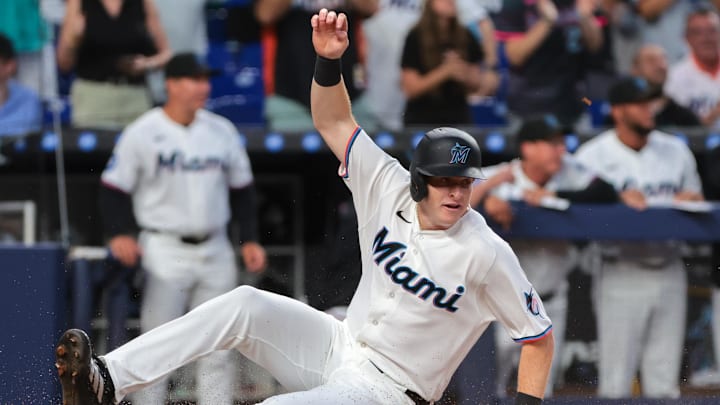 Miami Marlins designated hitter Owen Caissie. Miami Marlins designated hitter Owen Caissie.