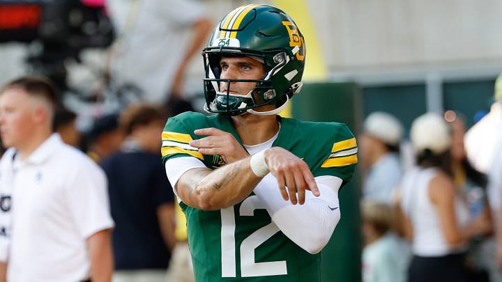 Sep 12, 2026; Waco, Texas, USA;  Baylor Bears quarterback Nate Bennett (12) during warmups before the game against the Prairie View A&M Panthers at McLane Stadium.  Mandatory Credit: Chris Jones-Imagn Images