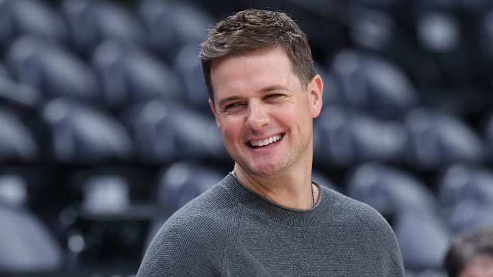 Nov 23, 2025; Salt Lake City, Utah, USA; Utah Jazz head coach Will Hardy watches the team warm up before the game against the Los Angeles Lakers at Delta Center. Mandatory Credit: Rob Gray-Imagn Images Nov 23, 2025; Salt Lake City, Utah, USA; Utah Jazz head coach Will Hardy watches the team warm up before the game against the Los Angeles Lakers at Delta Center. Mandatory Credit: Rob Gray-Imagn Images