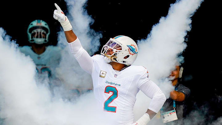 Miami Dolphins outside linebacker Bradley Chubb (2) runs on the field before a game against the Buffalo Bills at Hard Rock Stadium. 