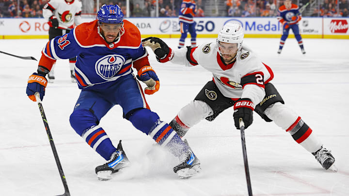 Edmonton Oilers forward Evander Kane (91)