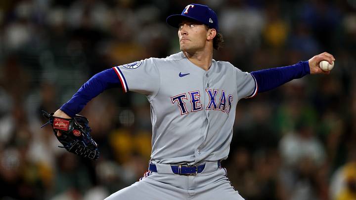 Texas Rangers pitcher Jacob Latz. Credit: Dennis Lee-Imagn Images