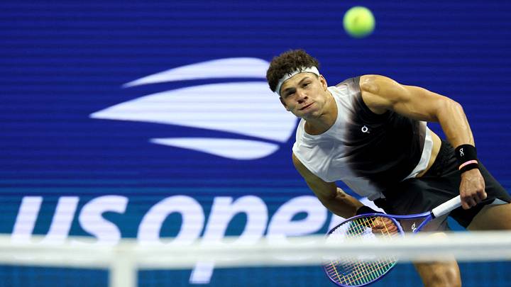 Ben Shelton of the U.S. in action during his third round match against Canada's Denis Shapovalov. Ben Shelton of the U.S. in action during his third round match against Canada's Denis Shapovalov.