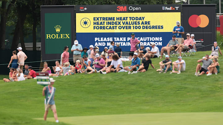 Signage at TPC Twin Cities during the final round of the 2025 3M Open