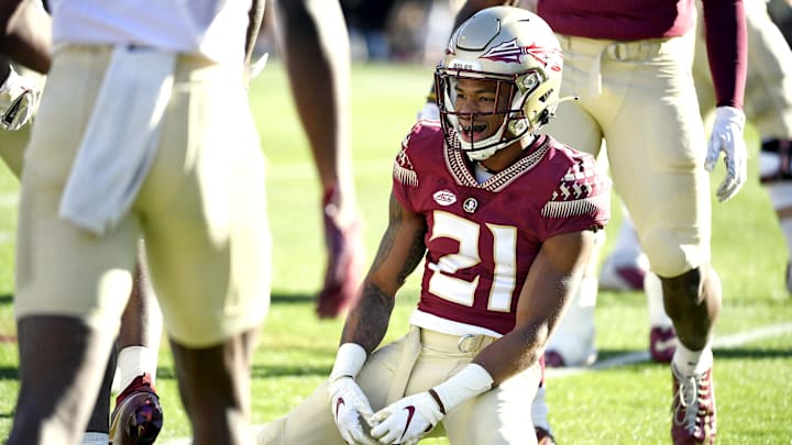 Apr 9, 2022; Tallahasse, FL, USA; Florida State Seminoles defensive back Greedy Vance (21) Apr 9, 2022; Tallahasse, FL, USA; Florida State Seminoles defensive back Greedy Vance (21)