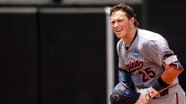 Virginia infielder Joe Tiroly (25) celebrates after hitting a home run during an NCAA Baseball Regional game between Southern Miss and Virginia at Pete Taylor Park in Hattiesburg, Miss., on Saturday, May 30, 2026. Virginia infielder Joe Tiroly (25) celebrates after hitting a home run during an NCAA Baseball Regional game between Southern Miss and Virginia at Pete Taylor Park in Hattiesburg, Miss., on Saturday, May 30, 2026.