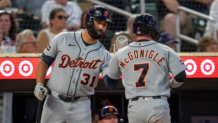 Detroit Tigers third baseman Kevin McGonigle shakes hands with Riley Greene. Mandatory Credit: Jesse Johnson-Imagn Images Detroit Tigers third baseman Kevin McGonigle shakes hands with Riley Greene. Mandatory Credit: Jesse Johnson-Imagn Images