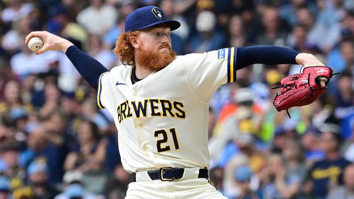 Aug 6, 2026; Milwaukee, Wisconsin, USA; Milwaukee Brewers starting pitcher Dustin May (21) throws a pitch in the first inning against the Pittsburgh Pirates at American Family Field. Mandatory Credit: Benny Sieu-Imagn Images Aug 6, 2026; Milwaukee, Wisconsin, USA; Milwaukee Brewers starting pitcher Dustin May (21) throws a pitch in the first inning against the Pittsburgh Pirates at American Family Field. Mandatory Credit: Benny Sieu-Imagn Images