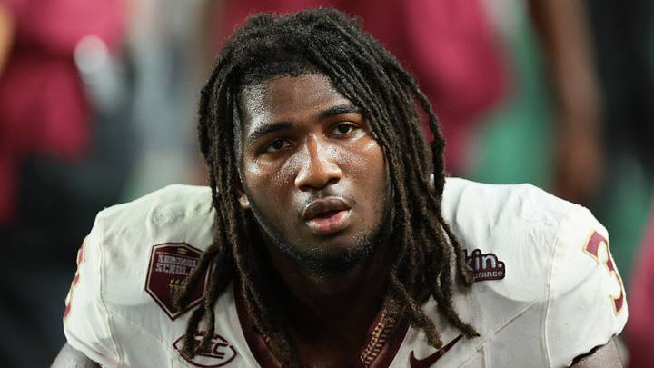 Oct 17, 2026; Miami Gardens, Florida, USA; Florida State Seminoles defensive line Mandrell Desir (3) looks on from the bench against the Miami Hurricanes during the second half at Hard Rock Stadium. Mandatory Credit: Sam Navarro-Imagn Images Oct 17, 2026; Miami Gardens, Florida, USA; Florida State Seminoles defensive line Mandrell Desir (3) looks on from the bench against the Miami Hurricanes during the second half at Hard Rock Stadium. Mandatory Credit: Sam Navarro-Imagn Images