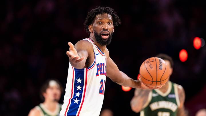 Oct 24, 2026; Philadelphia, Pennsylvania, USA; Philadelphia 76ers center Joel Embiid (21) reacts after a play. Mandatory Credit: Bill Streicher-Imagn Images Oct 24, 2026; Philadelphia, Pennsylvania, USA; Philadelphia 76ers center Joel Embiid (21) reacts after a play. Mandatory Credit: Bill Streicher-Imagn Images