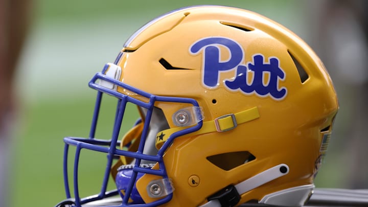 Sep 25, 2021; Pittsburgh, Pennsylvania, USA; A Pittsburgh Panthers helmet on the sidelines against the New Hampshire Wildcats during the first quarter at Heinz Field. Mandatory Credit: Charles LeClaire-Imagn Images Sep 25, 2021; Pittsburgh, Pennsylvania, USA; A Pittsburgh Panthers helmet on the sidelines against the New Hampshire Wildcats during the first quarter at Heinz Field. Mandatory Credit: Charles LeClaire-Imagn Images