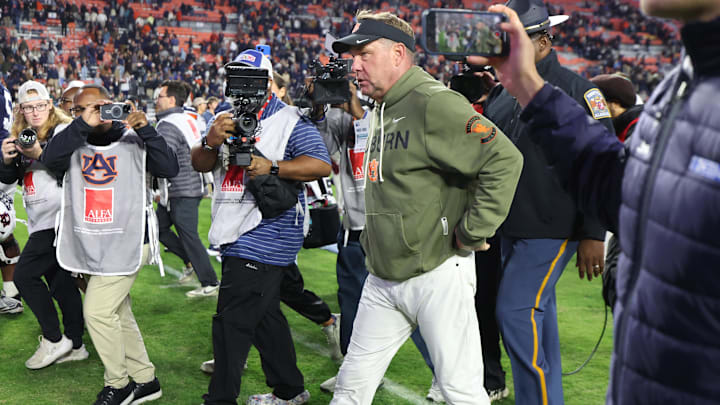 Nov 1, 2025; Auburn, Alabama, USA;  Auburn Tigers head coach Hugh Freeze walks off the field after the Tigers lost to Kentucky Wildcats at Jordan-Hare Stadium. Mandatory Credit: John Reed-Imagn Images Nov 1, 2025; Auburn, Alabama, USA;  Auburn Tigers head coach Hugh Freeze walks off the field after the Tigers lost to Kentucky Wildcats at Jordan-Hare Stadium. Mandatory Credit: John Reed-Imagn Images